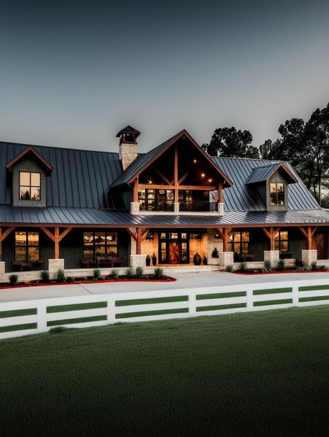 Everything You Need to Know About Barndominium Houses - Amanda Katherine farmhouse, cottage, rustic, modern, plans Premanufactured Homes, Barn House Interiors, Barnodium Homes, Rustic Farmhouse Exterior, Dream House Country, Riverfront Home, Dream Life House, Magical House, Barn House Design