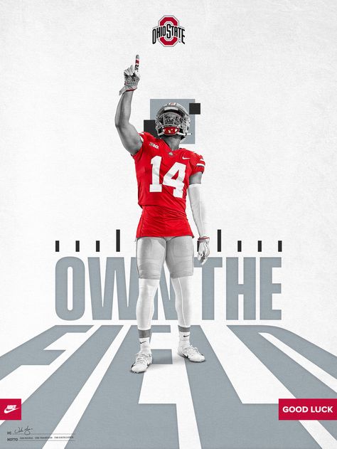 Stitch 626, Ad Sports, Sports Advertising, Sports Design Inspiration, Sport Poster Design, Plakat Design, Ohio State Football, Sports Graphics, Sports Graphic Design