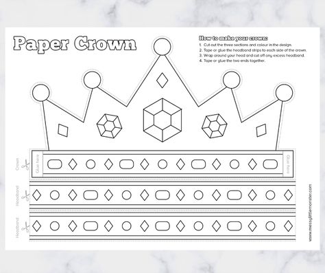 Paper Crown Cutout, Free Crown Template Printable, Free Crown Template, Free Printable Crown Template, Crown Pattern Template Free Printable, Paper Crown Template Printables, Printable Crown Template Free, King Crown Craft, Crown Template Printable For Kids