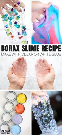 Make Slime For Kids, Borax Slime Recipe, Slime Recipe Kids, Perfect Slime, Cool Slime Recipes, Homemade Slime Recipe, Borax Slime, Slime Ingredients, Slime No Glue