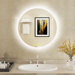 Wayfair | Vanity Mirrors with Lights Wayfair Vanity, Bathroom Round Mirror, Best Vanity Mirror, Mirrors With Lights, Large Bathroom Vanity, Mirror And Sconces, Large Bathroom, Vanity Mirrors, Large Bathrooms