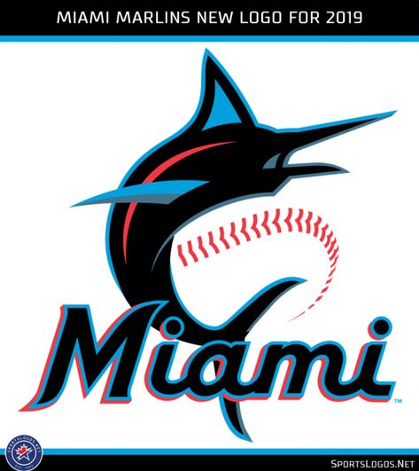 Our Colores: Miami Marlins Unveil New Logos, Uniforms for 2019 | Chris Creamer's SportsLogos.Net News and Blog : New Logos and New Uniforms news, photos, and rumours Soccer Branding, Baseball Score Keeping, Marlins Baseball, Mlb Team Logos, Baseball Logo, Florida Marlins, Sport Logos, Mlb Logos, Baseball Socks