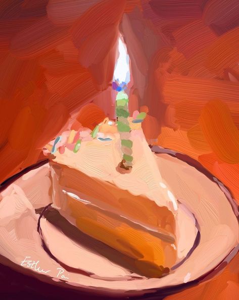 Esther Pai (@pai.esther) posted on Instagram: “Slice of Birthday Cake 🍰 . . Artist: @pai.esther | #foodpaintchallenge with @erikaleesears @alaiganuza @dennispfeil.art . . © 2022 Esther…” • May 24, 2022 at 2:21am UTC Pai, Birthday Cake Artist, Slice Of Birthday Cake, Cake Sketch, Birthday Cake Illustration, Watercolor Food Illustration, Queen Cakes, Birthday Painting, Pinterest Cake