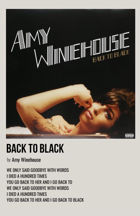 minimal polaroid song poster for back to black by amy winehouse Back To Black Poster Amy, Any Winehouse Poster, Amy Winehouse Polaroid, Minimalist Song Posters Polaroid, Amy Winehouse Posters, Songs Posters Polaroid, Polaroid Poster Music Albums, Polaroid Songs Poster, Music Song Poster