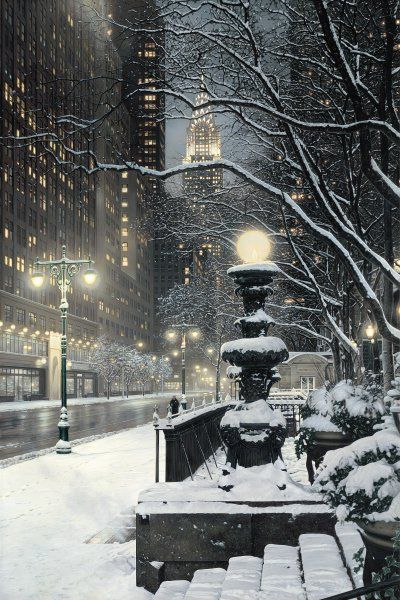 New York City Lights by Rod Chase Greenwich Village, Winter Gif, Winters Tafereel, Winter Szenen, Ville New York, Voyage New York, Matka Natura, New York City Photos, Pretty Places