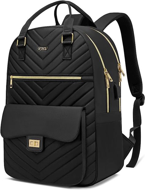 Fashion Laptop Bag Tablet Backpack with USB Port for Work,School Backpack Aesthetic for Teen Girls College Student,Mochilas de Mujer,Black Brand: RJEU School Backpack Aesthetic, Backpack Aesthetic, Black School Bags, Aesthetic Backpack, Traveling Teacher, School Bookbags, School University, Work Essentials, Laptop Bag For Women