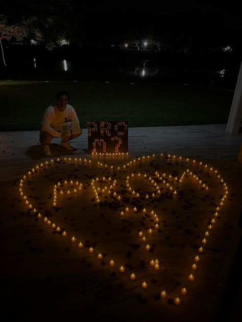 promposal ideas inspo Asking Out Prom Ideas, Promposal With Lights, Light Up Promposal, Promposal With Candles, Romantic Hoco Proposals, Promposal Ideas Aesthetic, Unique Promposal Ideas Prom Proposal Creative, Room Promposal Ideas, Romantic Promposal Ideas