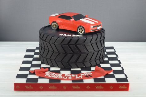 Car Guy Cake Ideas, Race Cars Birthday Cake, Super Car Birthday Cake, Sports Car Cake For Men, Rc Car Birthday Cake, Tire Cakes For Men, Birthday Cake Race Car, Cake Racing Car, Bugatti Birthday Cake