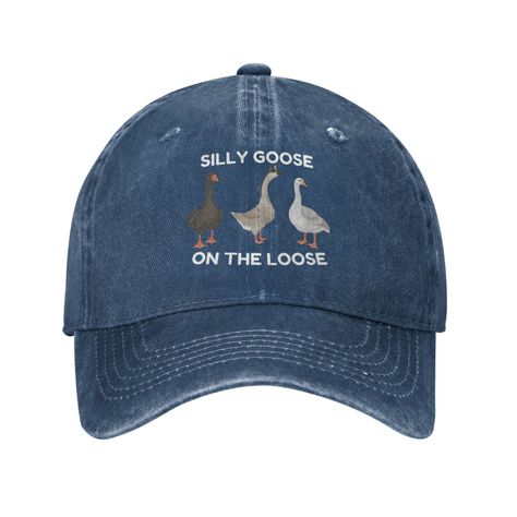 PRICES MAY VARY. Silly Goose On The Loose Distressed Baseball Hats For Women 90s Washed Polyester Adjustable Baseball Caps The Unique Design Can Make Your Friends Among You Feel Nice Once They See You. You Will Find This Novelty Baseball Cap Will Bring You And Your Friends Amazing Fun And Joy. 【Appropriate For Any Occassions】: Our Classic Baseball Cap Is Perfect For Bad Hair Days And Also Suitable For Casual Daily Wear. You Can Wear It As A Trucker Hat To Go Camping Fishing Traveling Jogging. It Inking Reference, Hat Design Ideas, Funny Baseball Hat, Goose Hat, Cute Baseball Hats, Hunter Aesthetic, Funny Goose, Trendy Caps, Silly Hats