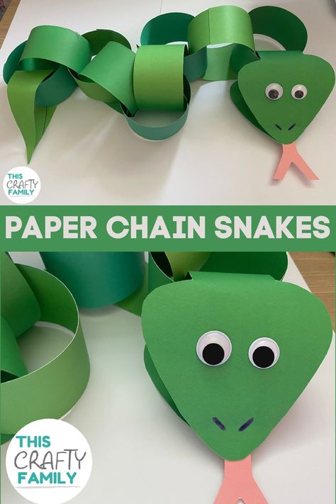 This adorable paper chain snake craft is perfect for kids of all ages! Safari Hat Decorating Ideas, Jungle Toddler Activities, Jungle Vbs Crafts, Zoo Crafts Preschool, Jungle Animals Preschool, Jungle Theme Activities, Easy Summer Crafts For Kids, Jungle Vbs, Rainforest Crafts