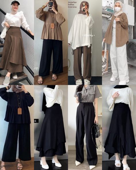 Outfit Ideas Muslim, Mix And Match Outfit, Muslimah Fashion Casual, Outfits Muslim, Outfit Dark, Modest Casual Outfits, Mode Hijabi, Mix Match Outfits, Cute Modest Outfits