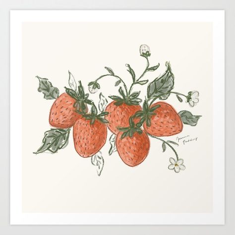 Illustration Strawberry, Strawberry Illustration, 27 Tattoo, Strawberry Drawing, Strawberry Tattoo, Strawberry Art, Animal Graphic, Diy Tattoo, Strawberry Print