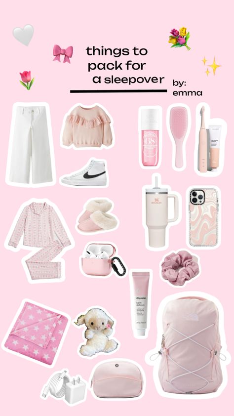 ￼Things to pack for a sleepover inspo #sleepover#pack#cute💐🩵 Sleepover What To Pack, What To Bring For A Sleepover, What To Pack For A Sleepover Checklist, Things To Buy For A Sleepover, Sleepover Essentials Packing Lists, Things To Pack For A Sleepover, Cute Sleepover Outfits, What To Pack For A Sleepover, Preppy Pack With Me