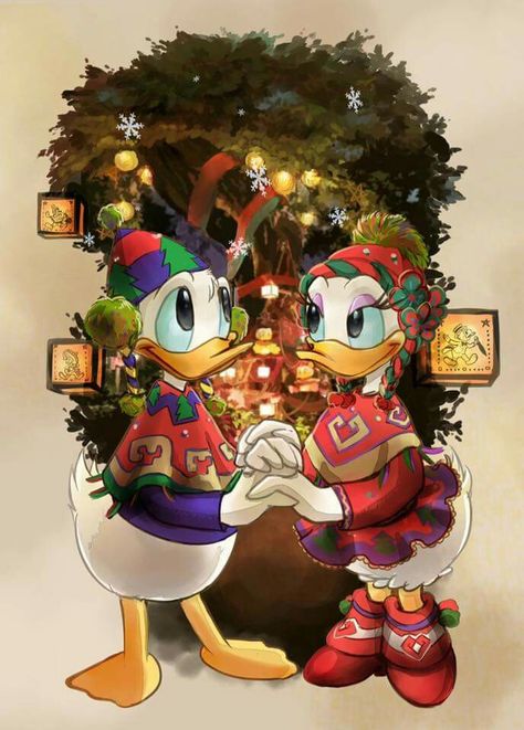 Donald Duck Donald And Daisy Duck Christmas, Disney Merry Christmas, Kalle Anka, Disney Best Friends, Donald And Daisy Duck, Charmmy Kitty, Christmas Disney, Disney Cartoon Characters, Images Disney