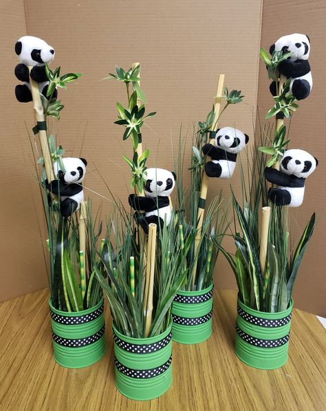 Panda Theme Centerpieces, Panda Party Centerpieces, Panda Centerpieces Party Ideas, Panda Birthday Party Activities, Panda Table Decorations, Panda Theme Decoration, Panda Decorations Party Birthday, Panda Theme Baby Shower Ideas, Korean Theme Party Ideas