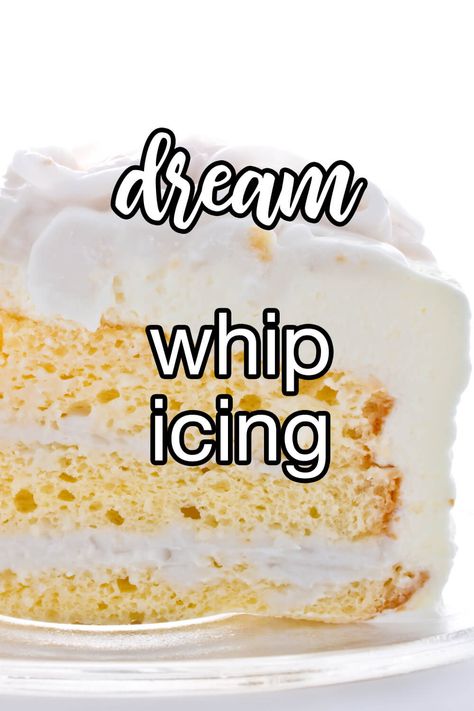 Dream Whip Icing - Take the guesswork out of making perfect icing. Dream Whip topping mix helps stabilize the icing and vanilla pudding mix gives it a creamy texture. | CDKitchen.com Pudding Icing Recipe Without Cool Whip, Pudding Mix Icing, Dream Whip Icing, Cool Wipe Icing, Dream Whip Frosting With Pudding, Frosting Made With Pudding, Cool Whip Frosting Without Pudding, Walmart Whipped Icing Recipe, Whip Icing Recipe