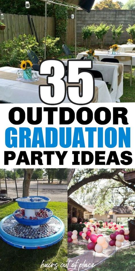 Between spending time with friends and family, there are so many amazing outdoor graduation party ideas that will make your party one to remember! Here are 35 clever outdoor Grad party ideas! Outdoor Graduation Party Ideas Backyards, Outdoor Grad Party Ideas, Outdoor Grad Party, Guys Graduation Party, Outdoor Graduation Party Ideas, Outdoor Graduation Party Decorations, Outdoor Graduation Party, Grad Party Ideas High School, Grad Party Ideas