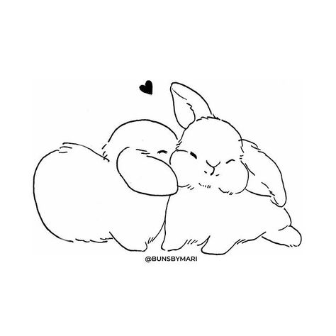 Bunny kisses cute illustration - Buns by Mari Rabbits Tattoo, Hase Tattoos, Crispy Baked Shrimp, Baked Shrimp Scampi, Rabbit Drawing, Cele Mai Drăguțe Animale, Bunny Tattoos, Rabbit Tattoos, Bunny Drawing