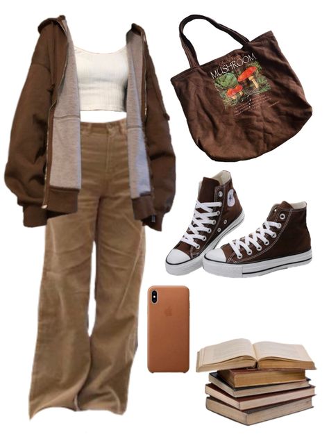 Cardigan Shirt Outfit, Brown Jeans Outfit Women, Brown Clothing Aesthetic, Brown Clothes Aesthetic, Brown Hoodie Outfit, Outfits Inspo Aesthetic, Brown Cardigan Outfit, Brown Jeans Outfit, Brown Aesthetic Outfit