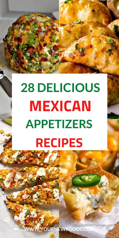 Mexican Appetizers - 28 Easy recipes everyone will love. Mexican Food. Find your new favorite recipes with this collection of Mexican food recipes. Enjoy some of the best Mexican food with these deliciously easy recipes. Save and share with your friends! Essen, Easy Mexican Food Recipes, Mexican Potluck, Easy Mexican Food, Mexican Appetizers Easy, Easy Mexican Dishes, Mexican Dinner Party, Photos From History, Mexican Party Food