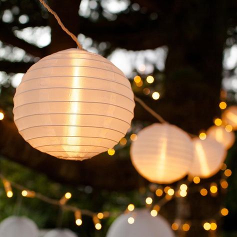 These gorgeous garden lighting ideas will get your outdoors winter-ready | Real Homes Indoor Lanterns, Wire String Lights, Hanging String Lights, Mini Lanterns, White Lanterns, Lantern String Lights, Indoor String Lights, Festoon Lighting, Lanterns Decor