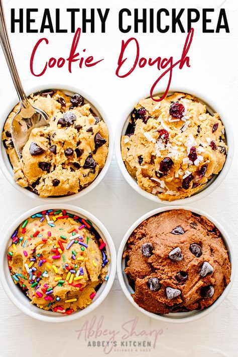 Healthy Cheat Snacks, Healthy Raw Cookie Dough, Chickpea Protein Cookie Dough, Vegan Chickpea Cookie Dough, Quick And Healthy Desserts, Chickpea Dessert Recipes Healthy, Chickpea Recipes For Kids, Chickpea Dough, Chickpea Baking