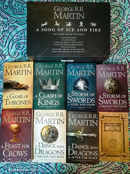 A Song of Ice and Fire (all books) Review - YogeshSarkar.com Game Of Thrones Books In Order, Book Game Of Thrones, Game Of Thrones Book Series, A Song Of Ice And Fire Books, Books Like Game Of Thrones, Game Of Thrones Books Aesthetic, Game Of Thrones Book Art, A Game Of Thrones Book, George Rr Martin Books