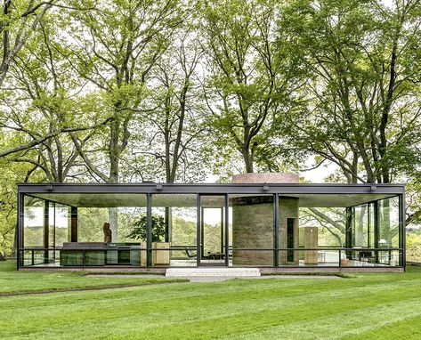 Glass House Philip Johnson Plan, Phillip Johnson Glass House, The Glass House Philip Johnson, Philip Johnson Architecture, Glass House Philip Johnson, Philip Johnson Glass House, Mid Century Modern Ranch, Hiroshima City, Architect Studio