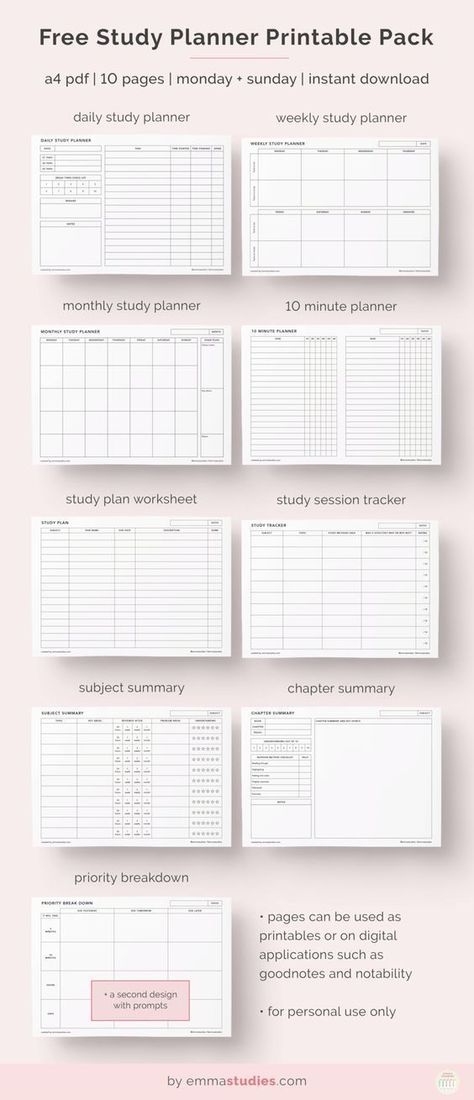 Study Planning, Studie Hacks, Planning School, Study Planner Printable, Ultimate Planner, Study Schedule, Printable Planner Pages, School Planner, Study Plan