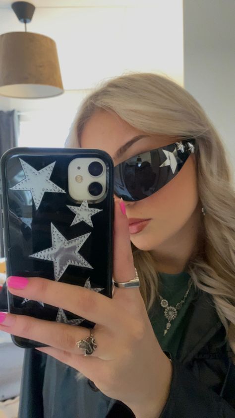 #stars #stargirl #fashion #clothing #clothes #inspiration #aesthetic #core #street #streetstyle Wrap Around Sunglasses Y2k, Star Girl Aesthetic Outfits, Stargirl Fashion, Goggles For Women, Sunglasses Y2k, Wrap Around Sunglasses, Shades Glasses, Aesthetic Types, Visor Sunglasses