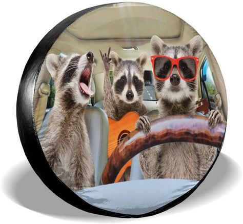 Spare Wheel Cover, Jeep Trailer, Funny Raccoon, Jeep Tire Cover, Raccoon Funny, Cute Raccoon, Spare Tire Covers, Suv Trucks, Trailer Tires