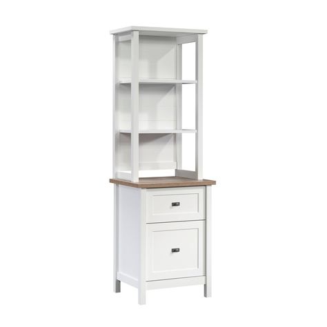 This furniture piece is anything but a predictable and boring tower storage cabinet. A convenient and trendy addition to the home or home office, this storage tower with drawers from the Cottage Road collection adds a coastal/cottage design to any room you need more storage. Two drawers with full extension slides offer a durable option to store away miscellaneous office supplies in the top drawer and letter or legal size hanging files in the lower drawer. This storage tower cabinet has open end Tower Cabinet, Decorative Storage Cabinets, Tower Storage, Design Home Office, 2 Drawer File Cabinet, Cabinet With Drawers, Storage Cabinet With Drawers, Dresser Cabinet, Office Organizer
