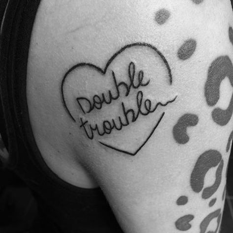 Lindsey Tattoo Quotes, Double Trouble Tattoo, Trouble Tattoo, Double Trouble, Print Tattoos, Tattoos And Piercings, Infinity Tattoo, Paw Print Tattoo, Paw Print