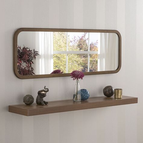 Wall Mirror Decor Living Room, Mirror Decor Living Room, Horizontal Mirrors, Long Mirror, Hallway Mirror, Mirror Inspiration, Unique Mirrors, Contemporary Mirror, Wooden Mirror