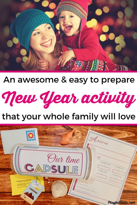 Diy Time Capsule, Time Capsule Kids, Family Time Capsule, New Year Activities For Kids, Time Capsule Ideas, Holiday Family Activities, New Year Activity, New Year Activities, New Year's Eve Activities