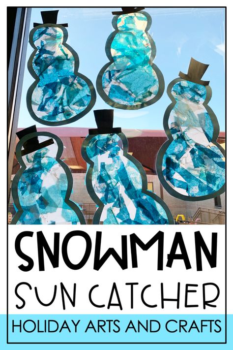 Winter Craft For Babies, Winter Sun Catchers For Kids, Kids Winter Crafts Preschool, Winter Holiday Crafts For Toddlers, Snowman Suncatcher Craft, Snow Themed Crafts For Kids, Fun Holiday Crafts For Kids, Winter Suncatcher Craft For Kids, Kids Snowflake Craft