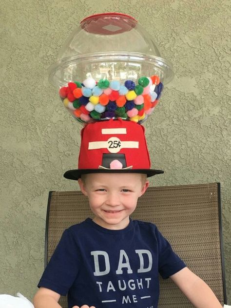 Crazy hat day, gumball hat, silly hat. 2 plastic bowls glued together. Crazy School Day, Candy Land Party, Easter Hat Parade, Crazy Hat, Red Ribbon Week, Silly Hats, Crazy Hat Day, Wacky Hair Days, Easter Hats