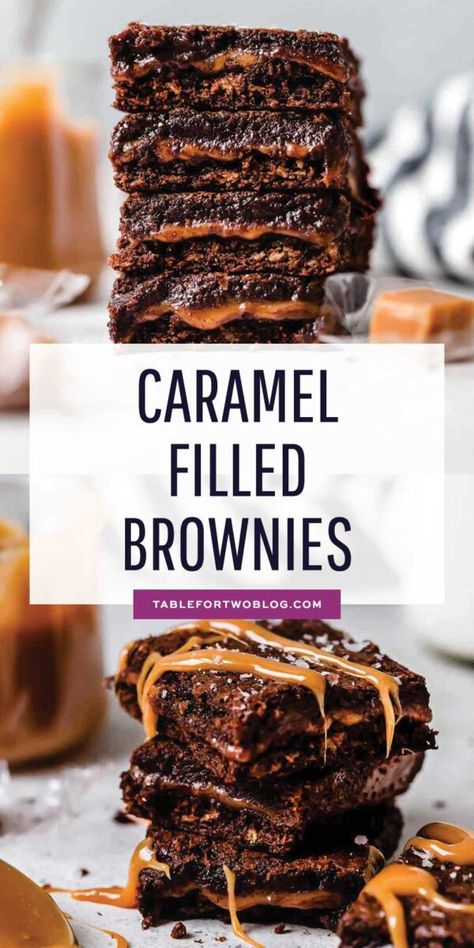 Essen, Boyfriend Brownies, Caramel Filled Brownies, Filled Brownies, Hot Fudge Cake, Easy Party Desserts, Hot Chocolate Fudge, Party Food Dessert, Single Serve Desserts