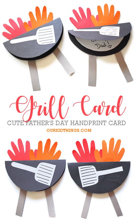 Handprint Father’s Day Grill Card with Free Printable Template Father's Day Crafts from Kids Kids Fathers Day Crafts, Father's Day Crafts, Spring Crafts Preschool, Diy Father's Day Crafts, Cadeau Parents, Easy Mother's Day Crafts, Fathers Day Art, Father's Day Activities, Toddler Arts And Crafts