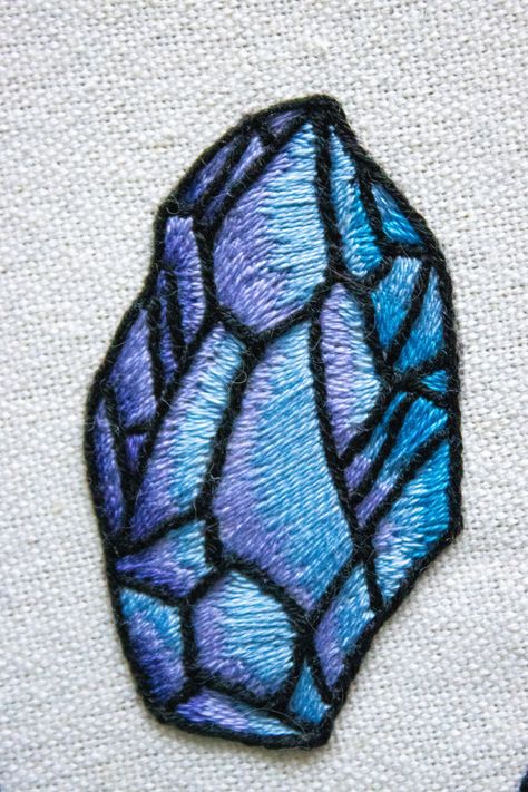 "This Moonstone Crystal Digital Embroidery Pattern is now available for instant download! Every witch needs some reliable crystals for healing or hexing, whatever your pleasure. Would look great in a smaller hoop as part of a series or framed desk piece. *This is a digital PDF download - supplies are not included. Your pattern will be available as an instant download under your purchases and reviews section shortly after your order is complete.* This pattern uses 2 fundamental embroidery stitche Crystal Embroidery Designs, Agate Embroidery, Witchy Embroidery, Embroidered Crystals, Crystals For Healing, Crystal Embroidery, Digital Embroidery Patterns, Stitch Work, Embroidery Materials