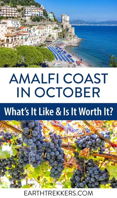 What to expect on the Amalfi Coast in October and November. Weather, what is open, how crowded will it be, advantages and disadvantages, is it worth it? Italy In October Weather, Amalfi Coast October, Amalfi Coast Outfits October, What To Wear In Sicily In October, Amalfi Coast Outfits Fall, Amalfi Coast Fall Outfits, Almafi Coast Italy Outfits, Croatia In October, October In Italy