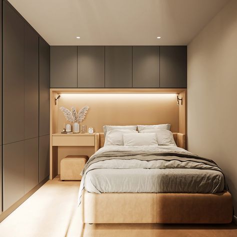 Small Minimalist Bedroom, Apartemen Studio, Beautiful Bed Designs, Small Room Interior, Small Bedroom Interior, Flyers Design, Condo Interior, Interior Design Per La Casa, Bad Inspiration