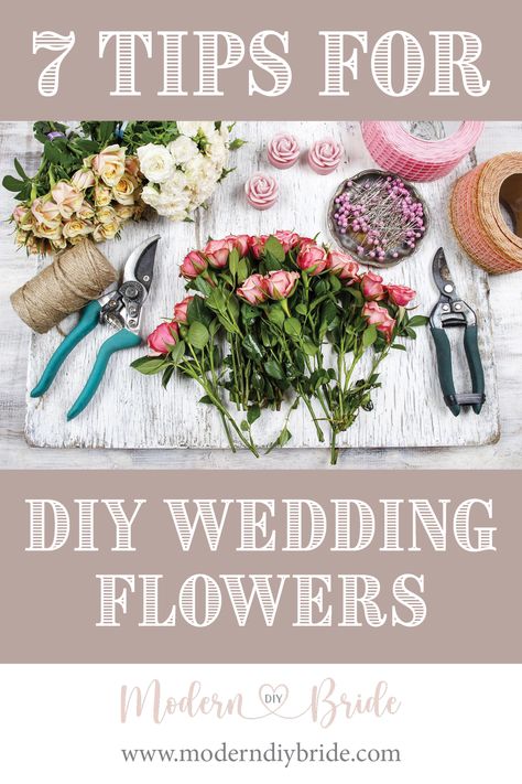 Seven Tips for DIY Wedding Flowers How To Assemble A Wedding Bouquet, How To Make Wedding Flower Arrangements, Diy Silk Flower Arrangements Wedding, Diy Bouquet Artificial Flowers, Wedding Floral Hacks, How To Do Your Own Wedding Flowers, How Many Stems Per Bouquet, Wedding Flower Hacks, Wedding Bouquets Bride Diy