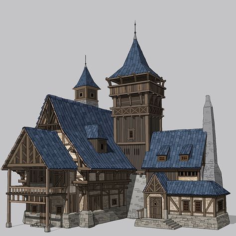 House concept art by hahi YU on ArtStation. Medival Building Concept Art, Fantasy Medieval House Concept Art, Medieval Architecture Concept Art, Medieval Houses Concept Art, Fantasy Concept Art House, Medieval Fantasy Architecture, Medieval Fantasy House Concept Art, Medieval Concept Art Building, Medieval House Drawing