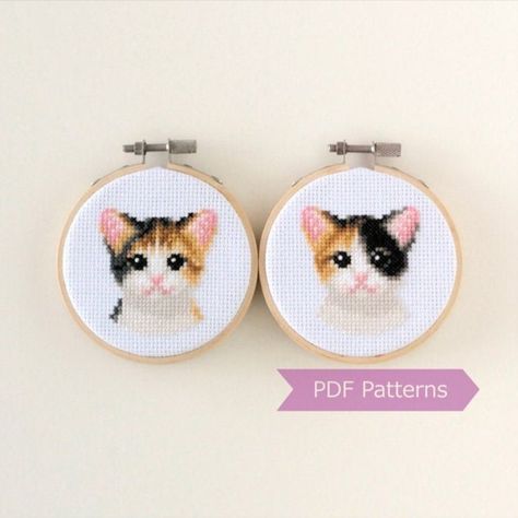 Calico Cat Cross Stitch, Calico Cat Cross Stitch Pattern, Cat Needlepoint, Cat Embroidery, Cat Cross Stitch Pattern, Small Cross Stitch, Cat Cross Stitch, Cross Stitch Animals, Calico Cat