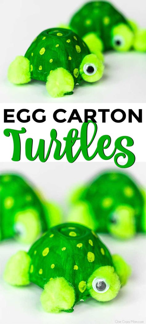 Save your empty egg cartons and make this Easy Turtle Egg Carton Craft. This is the perfect craft to make with the kiddos that is easy, frugal and fun! Egg Carton Craft, Carton Craft, Babysitting Crafts, Craft To Make, Turtle Crafts, Egg Carton Crafts, Egg Cartons, Toddler Arts And Crafts, Preschool Arts And Crafts