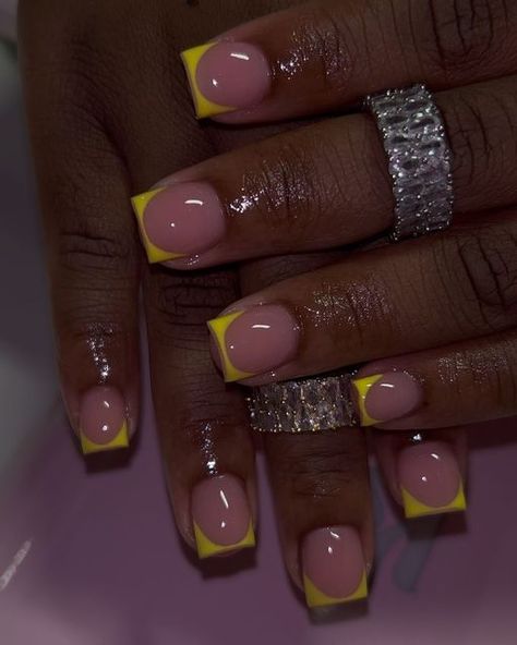 orlando fl. luxury nail artist ♡ on Instagram: "this yellow is everything 🌞 😍 . @daydiorrr #orlandonails #orlandonailtech #fyp #frenchtipnails #nailsofinstsgram #nailsnailsnails" Acrylic Nails Yellow, Girly Acrylic Nails, Overlay Nails, Acrylic Toe Nails, Colored Acrylic Nails, French Tip Acrylic Nails, Short Square Acrylic Nails, Work Nails, French Acrylic Nails