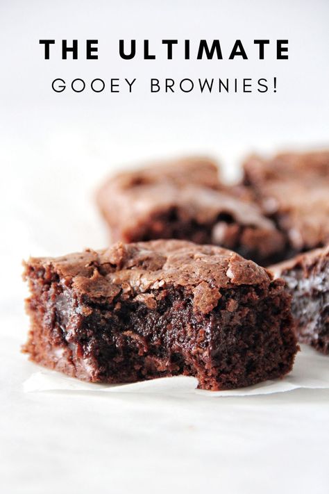 Gooey Fudge Brownie Recipe, Gooey Homemade Brownies, Essen, Best Gooey Brownie Recipe, Fudgy Gooey Brownies, Soft Gooey Brownies, Homemade Gooey Brownies, Chewy Gooey Brownies, Thick Gooey Brownies