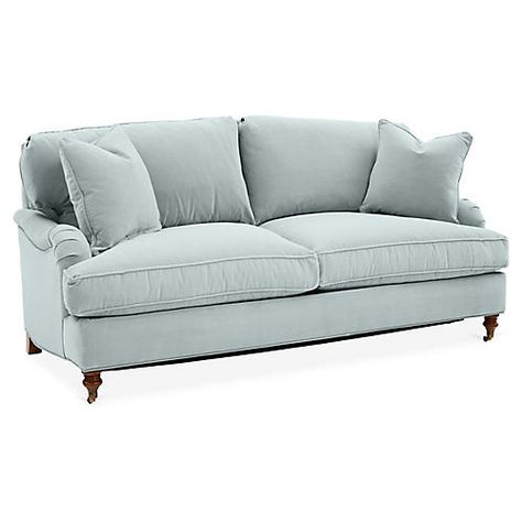 Brooke 2-Seat Sofa, Seafoam Crypton Blue Couch Living, Light Blue Sofa, Queen Size Sleeper Sofa, Blue And White Home, Neutral Sofa, Blue Couch, Silhouette Frames, Tiny Living Rooms, Blue Velvet Sofa