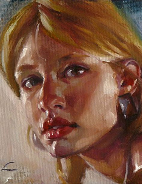 John Larriva (American, b. 1981), oil on hardboard {figurative #expressionist art beautiful female blonde young woman face portrait cropped painting #loveart} larriva.blogspot.com John Larriva, Oil Painting Trees, Horse Oil Painting, Oil Painting Woman, Rose Oil Painting, Realistic Oil Painting, Oil Painting Nature, Oil Painting Inspiration, 얼굴 그리기